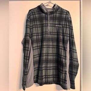 Columbia Black and Gray Plaid Quarter-Zip Fleece